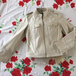 Ladies off White Leather Jacket